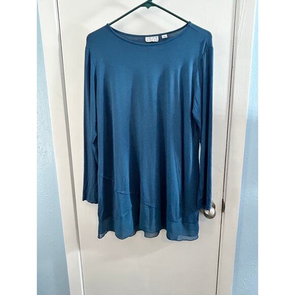 Joan Rivers Blouse Blue Tiered Swing Chiffon Fairycore Officecore Medium - Picture 1 of 7